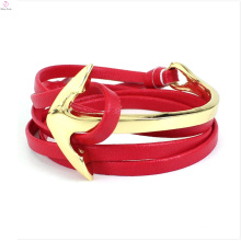 Red Anchor Chain Electronic Bracelet Stingray Leather With Skull